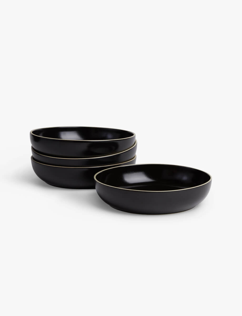VonShef 4 Piece Matte Black Bowl Set – Ceramic Bowls for ...